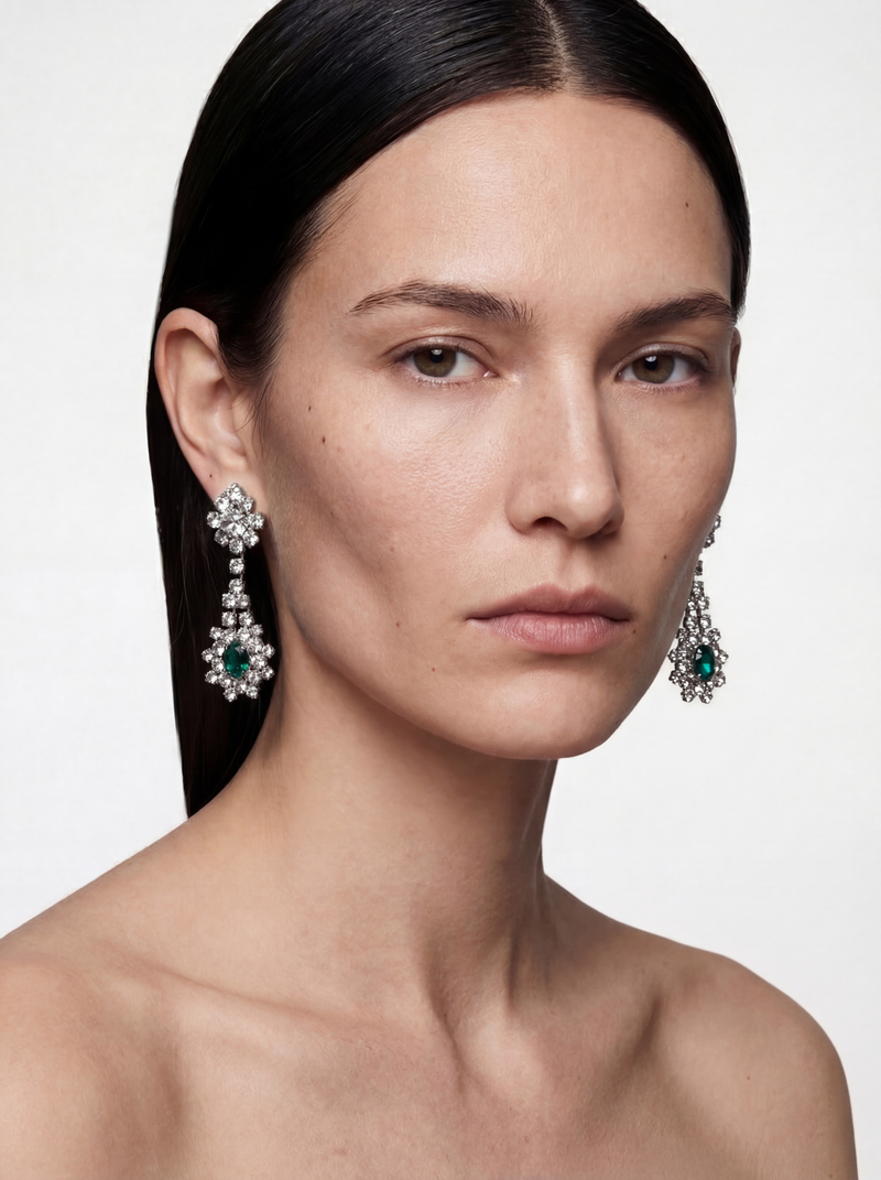 Długie kolczyki – Zielony kamień